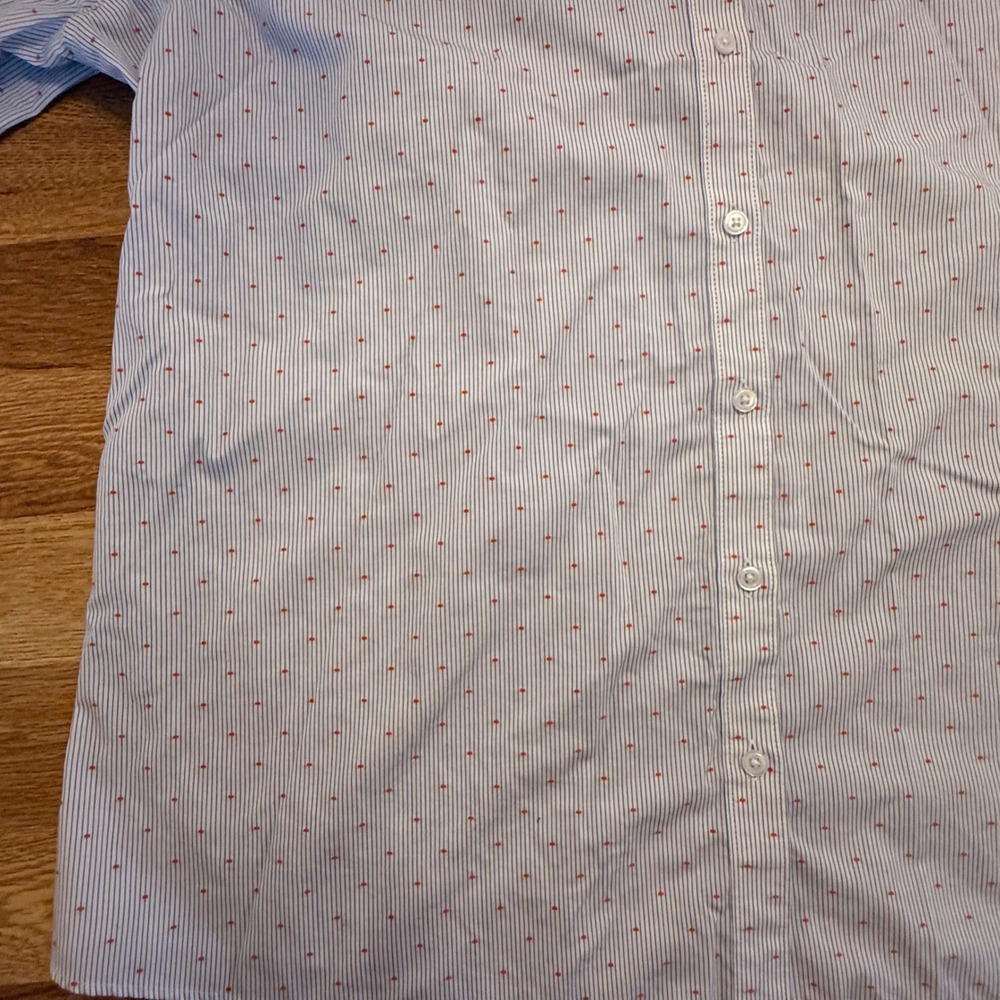 Lands' End Men's 18 Supima Cotton Dress Shirt Embroidered Dot Long Sleeve‎ - Picture 2 of 5